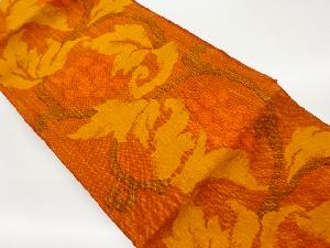 手織り紬実唐草模様織出し名古屋帯